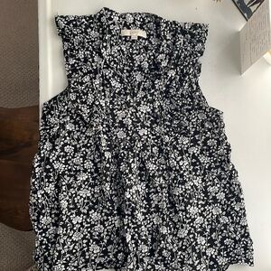 LOFT Black & White Floral Blouse